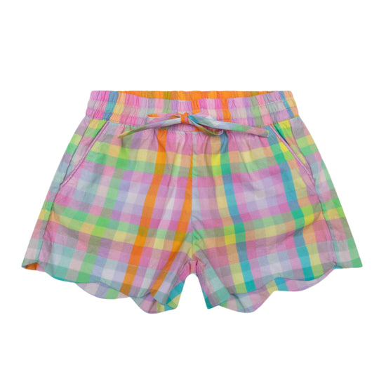 Girls Pink Checked Shorts