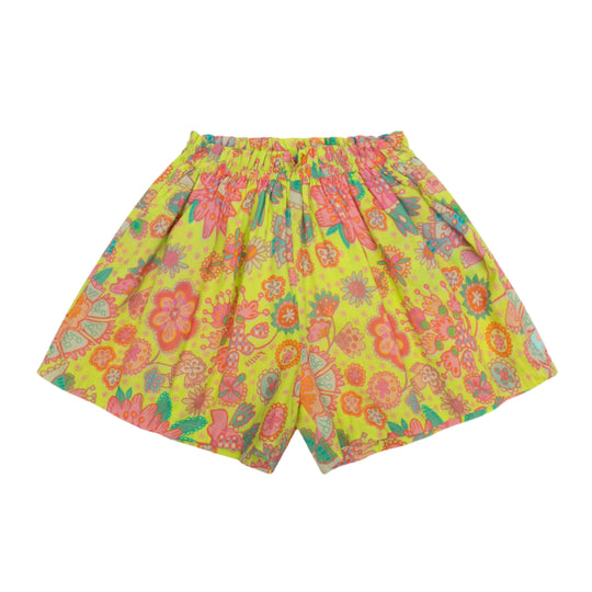 Girls Yellow Flower Shorts