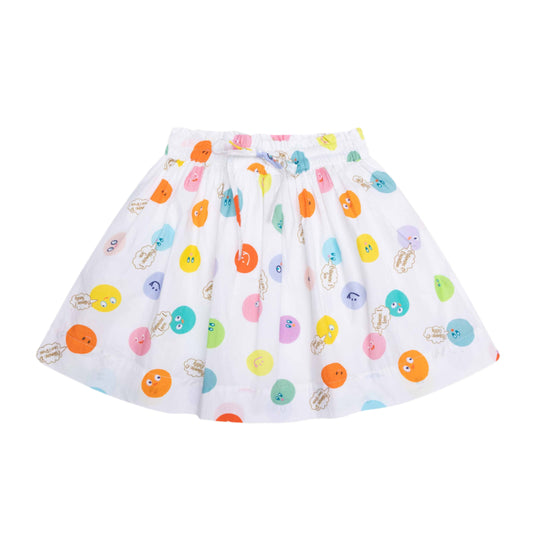 Girls White Spot Skirt