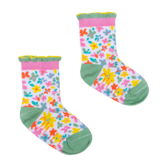 Girls White Flower Socks