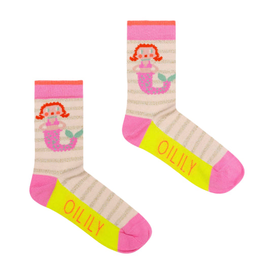 Girls Pink Mermaid Socks