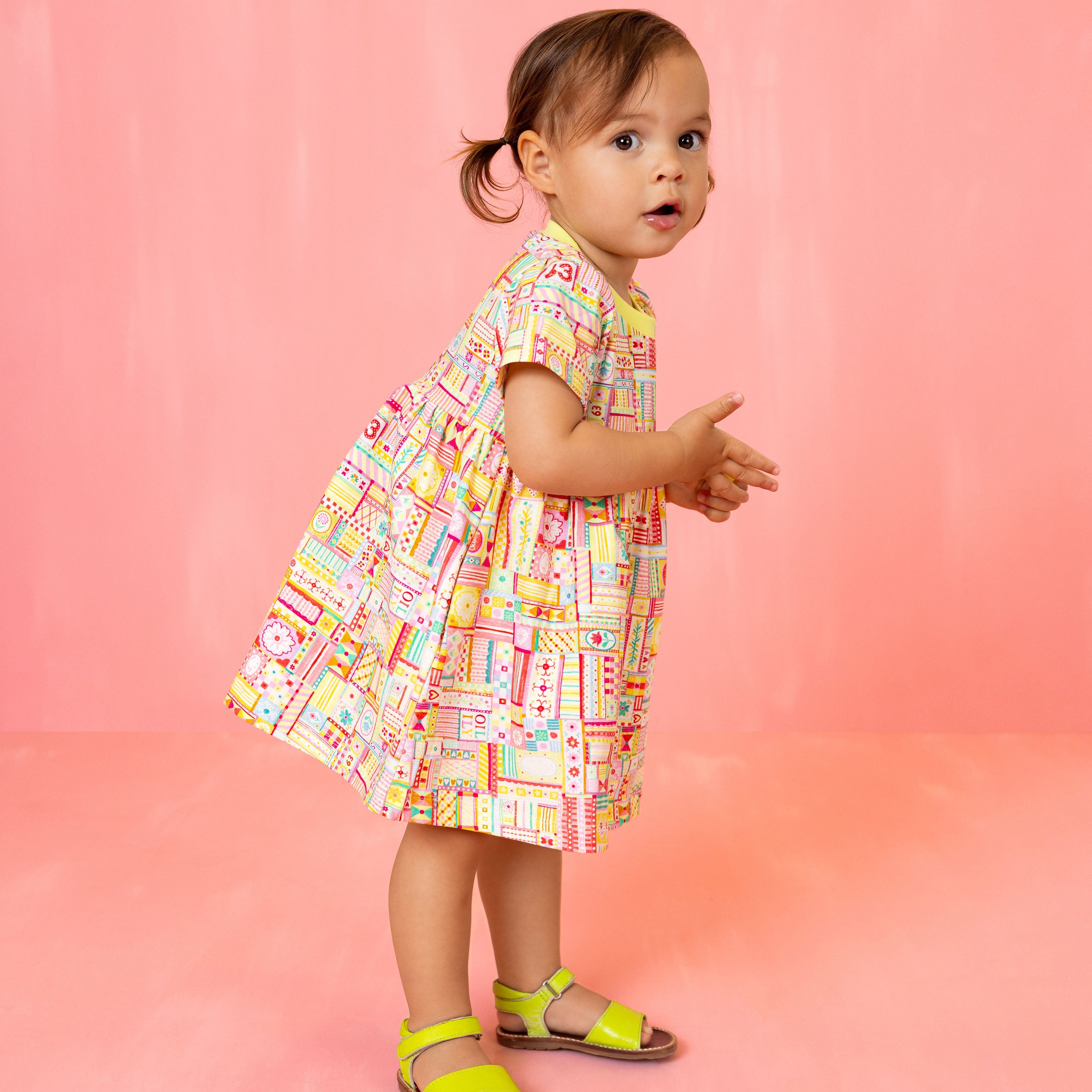 Oilily Girls Sunny Lime Jersey Dress