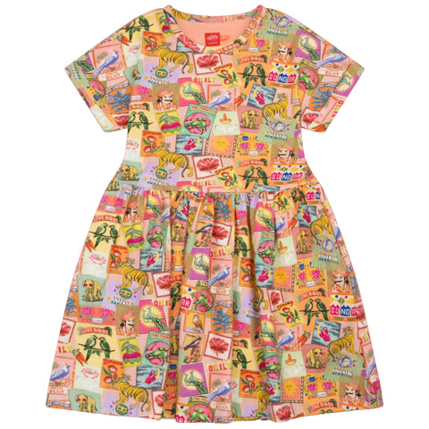 Oilily Girls Peach Beige Jersey Dress