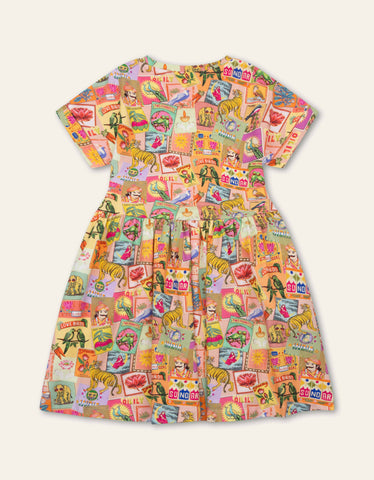 Oilily Girls Peach Beige Jersey Dress