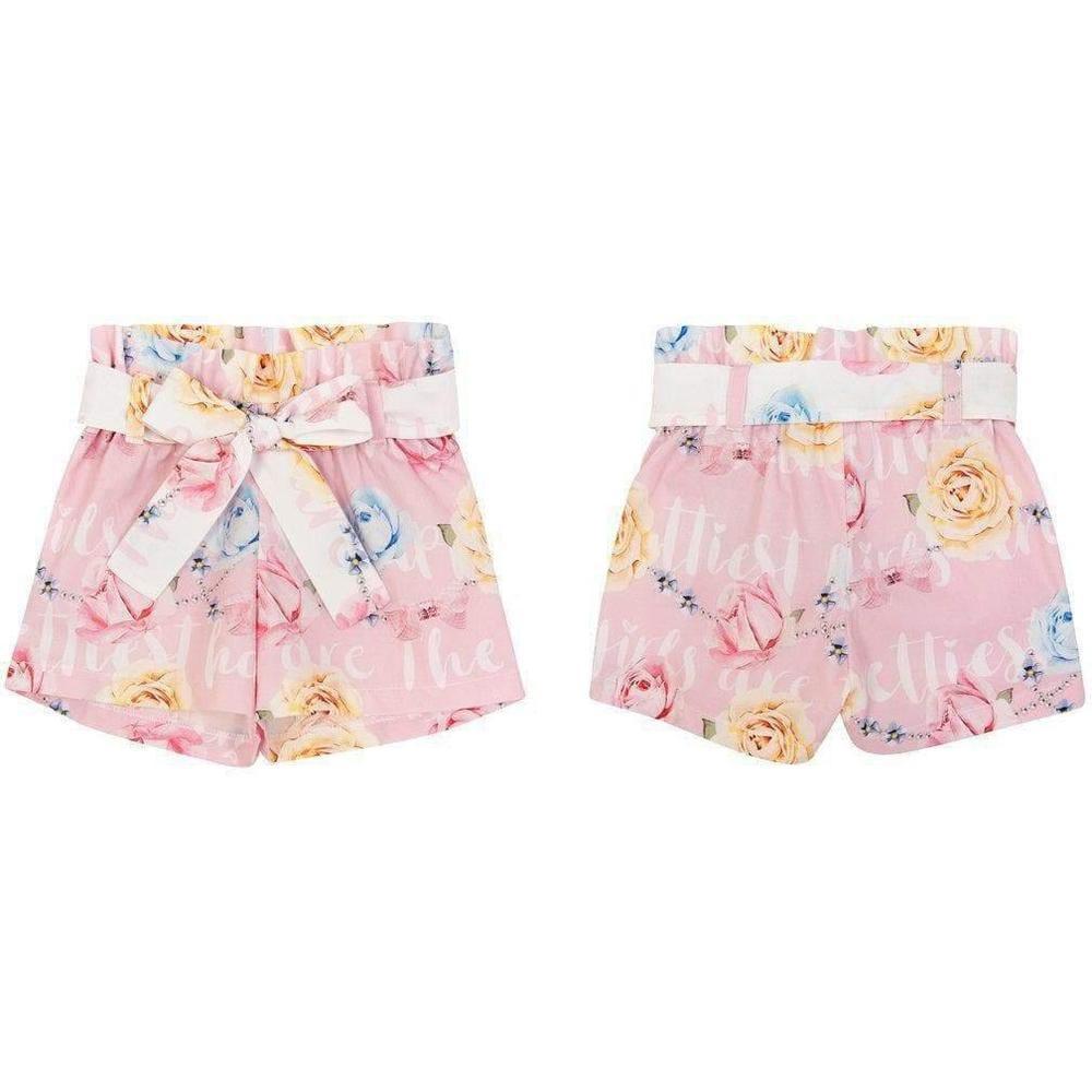 Balloon Chic Girls Pink Flower Shorts