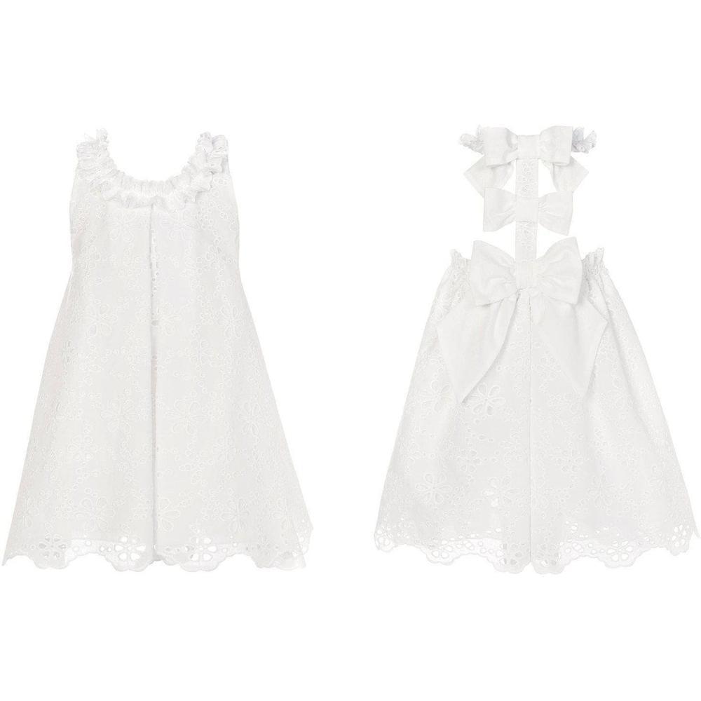 Balloon Chic Girls White Bow Dress