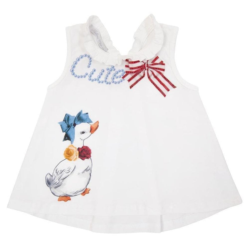 Balloon Chic Girls White 'Duck' Top