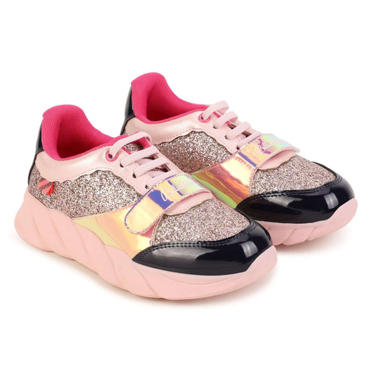 Girls Pink Glitter Trainers