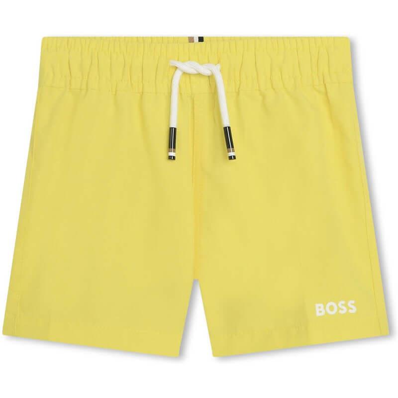 BOSS Baby Boys Yellow Logo Swim Shorts