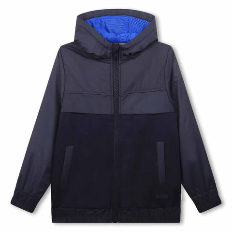 BOSS Boys Navy Hooded Jacket