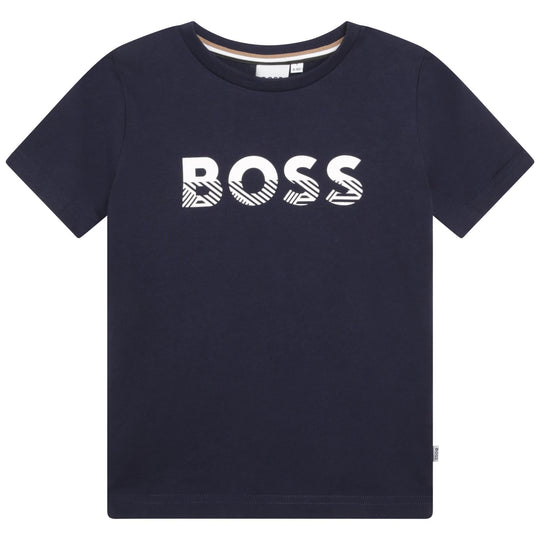 Boys Navy Logo Short Sleeve T-Shirt