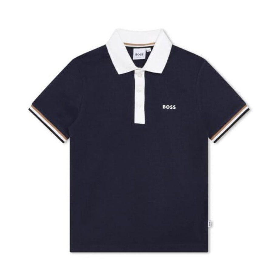 BOSS Boys Navy Short Sleeve Polo