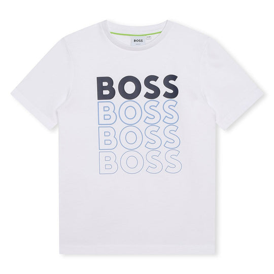Boys White Gradient Logo Short Sleeve T-shirt
