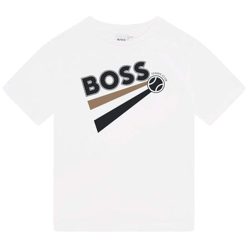 BOSS Boys White Logo Short Sleeve T-shirt