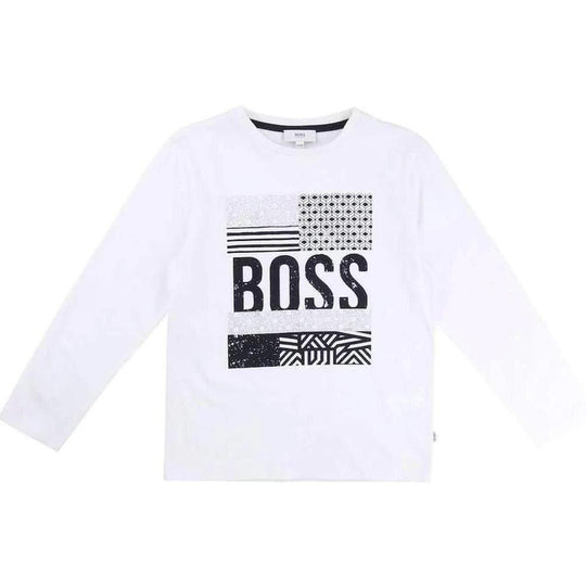 Boys White Long Sleeve T-shirt