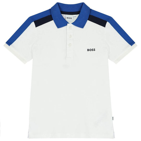 Boys White Short Sleeve Polo