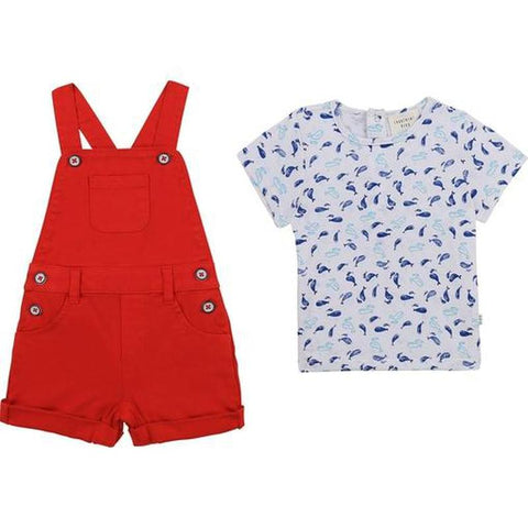 Carrement Beau Boys Red Dungarees & T-shirt Set