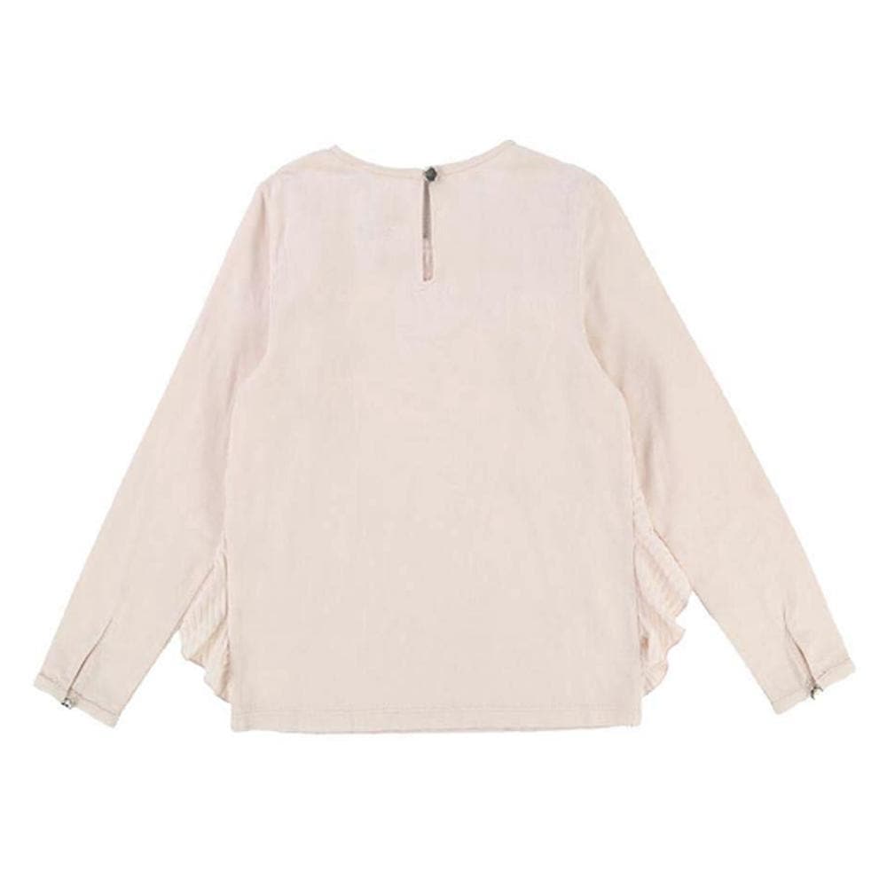 Carrement Beau Girl Pale Pink Pleated Frill T-Shirt