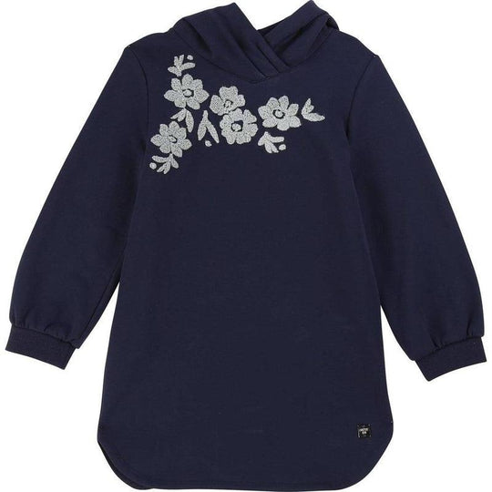 Girls Navy Hooded Dress