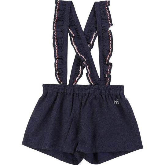 Girls Navy Shorts with removable frill straps