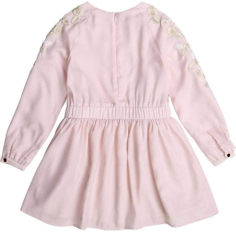 Carrement Beau Girls Pink Embroidered Ruffle Dress