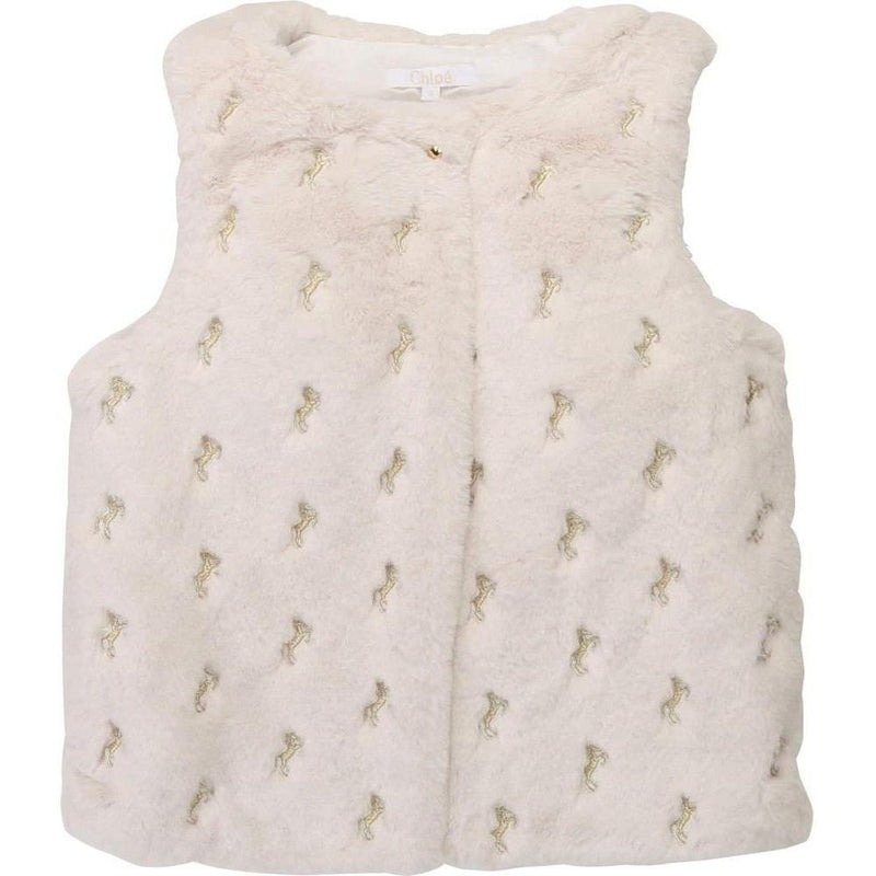 Chloe Girls Ivory Fur Gilet