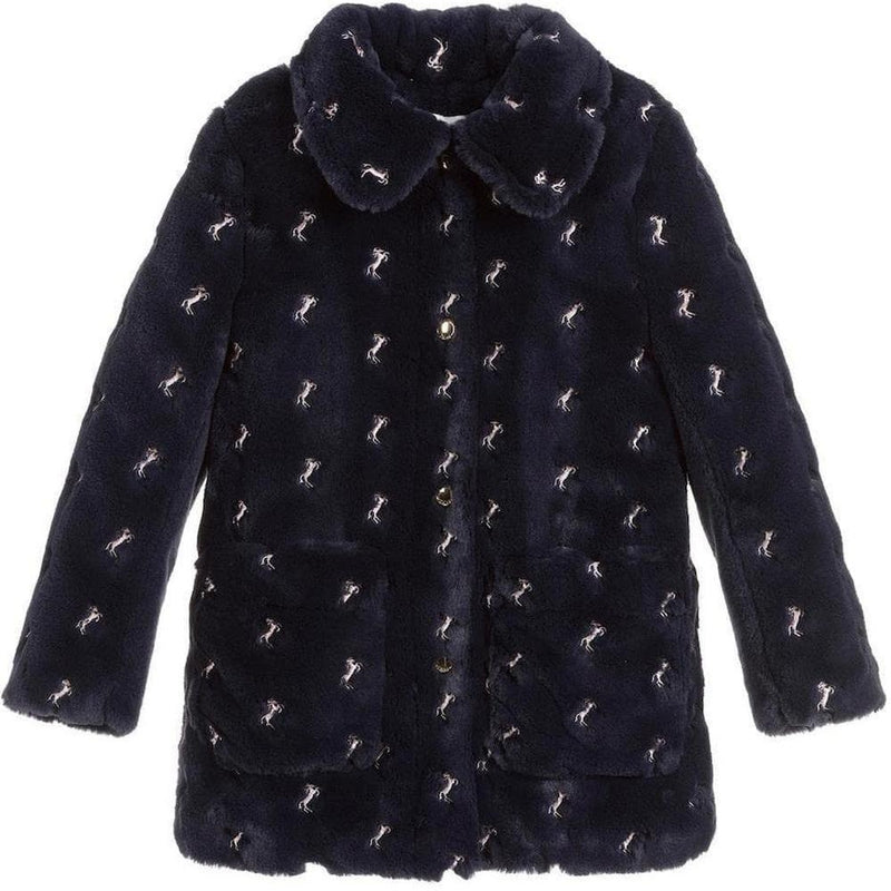 Chloe Girls Navy Fur Coat