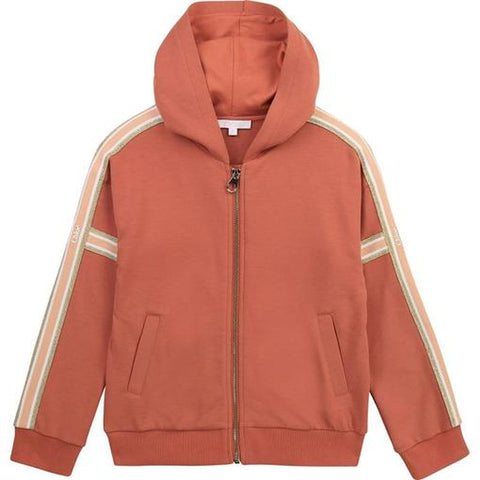 Chloe Girls Orange Zip-Up Logo Hoodie