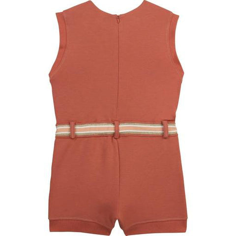 Chloe Girls Peach Cotton Playsuit