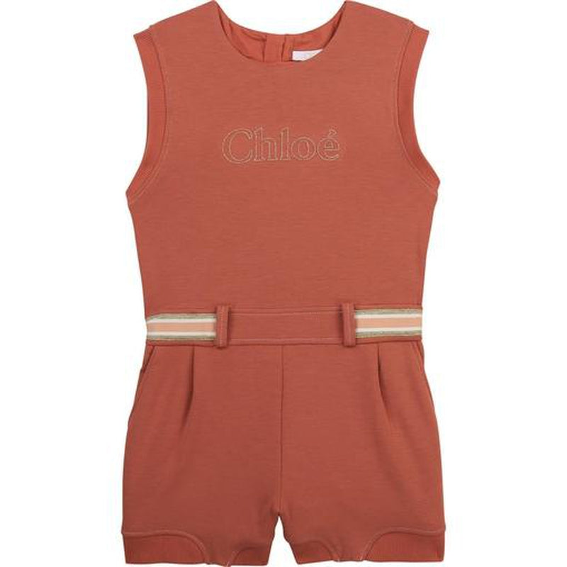 Chloe Girls Peach Cotton Playsuit