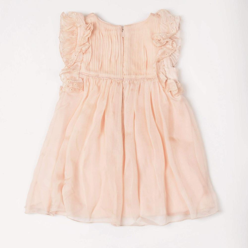 Chloe Girls Peach Pleated Dress