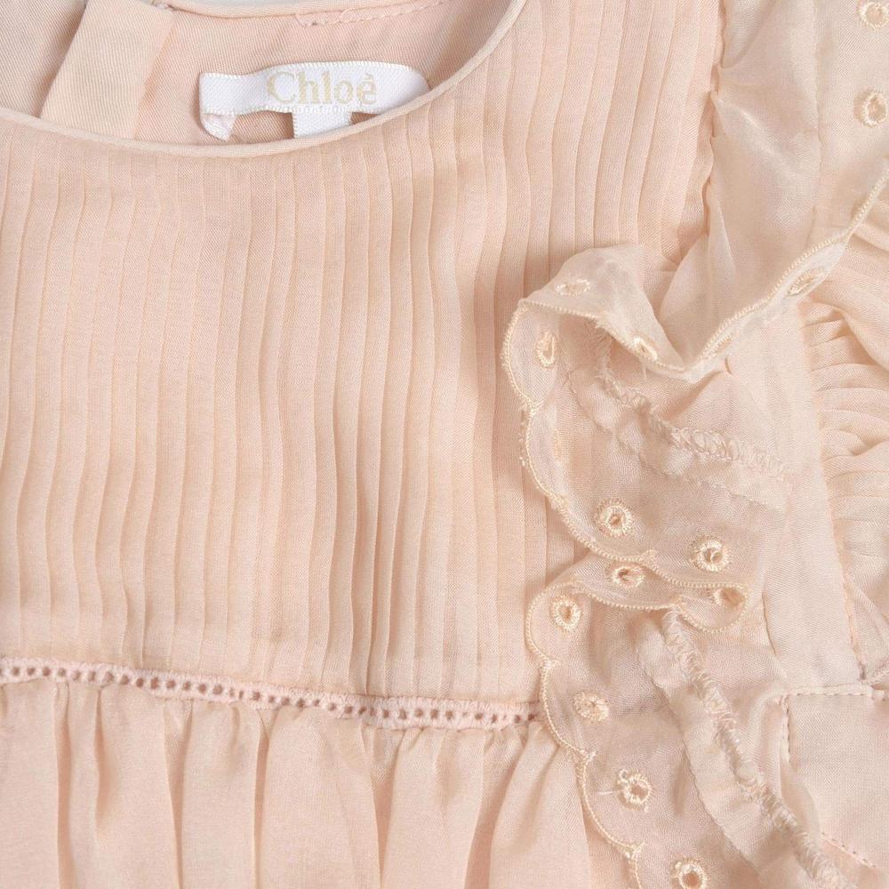 Chloe Girls Peach Pleated Dress