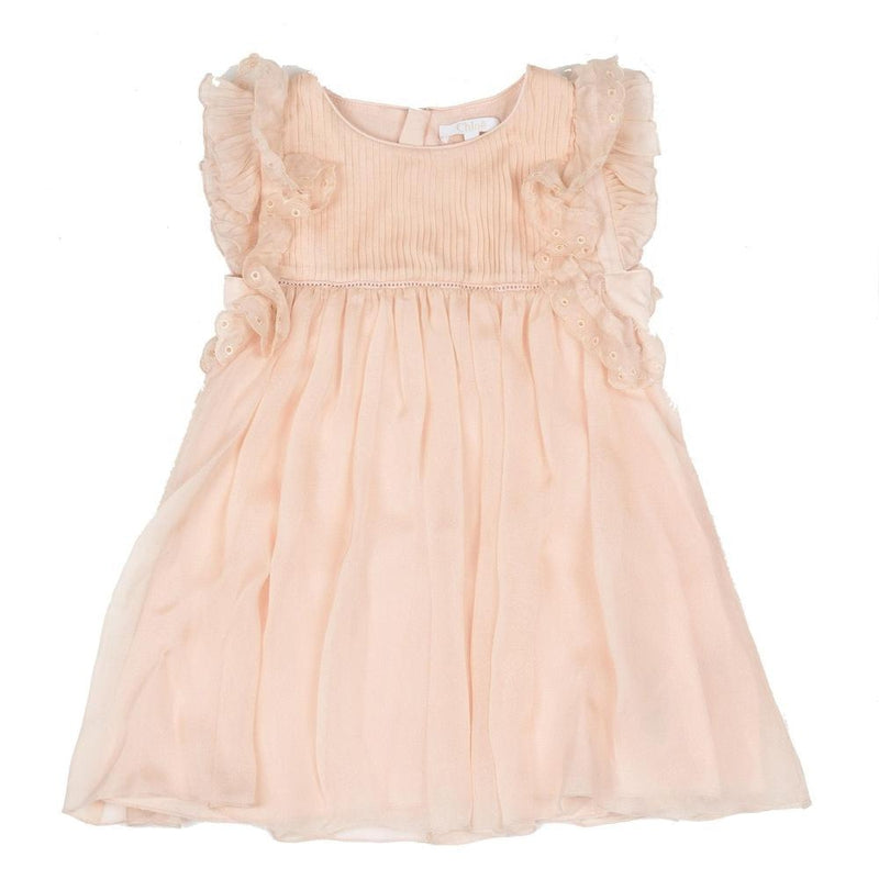 Chloe Girls Peach Pleated Dress