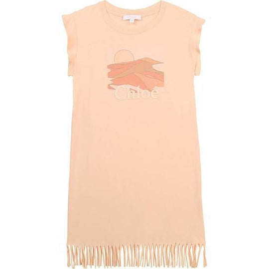 Girls Peach Sahara Fringe Dress