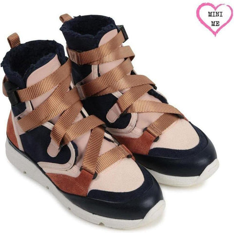 Chloe Girls Pink & Navy Sonnie Hi-Top Trainers