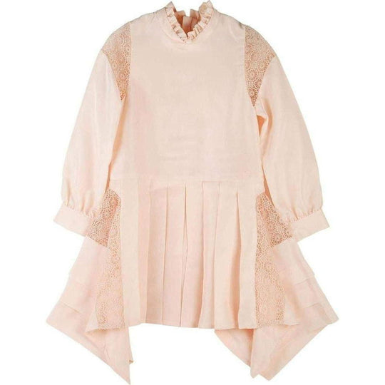 Girls Pink Silk Dress