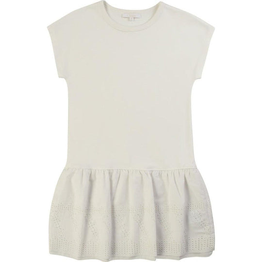 Girls White Jersey Dress