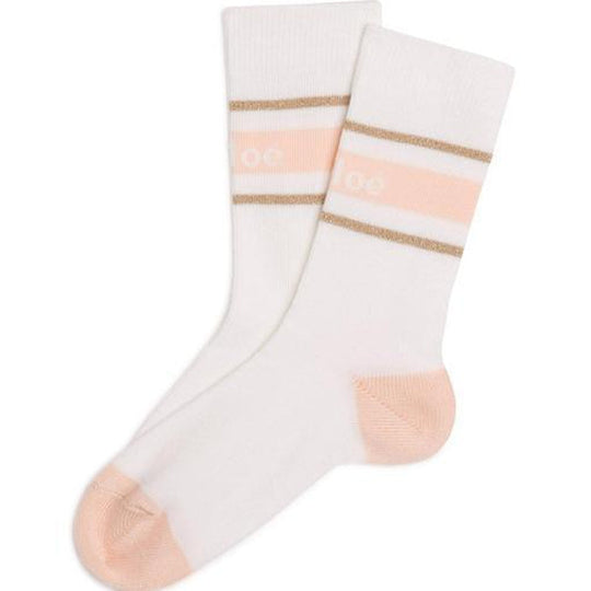 Girls White Logo Socks