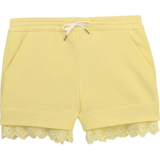 Girls Yellow Cotton Jersey Shorts