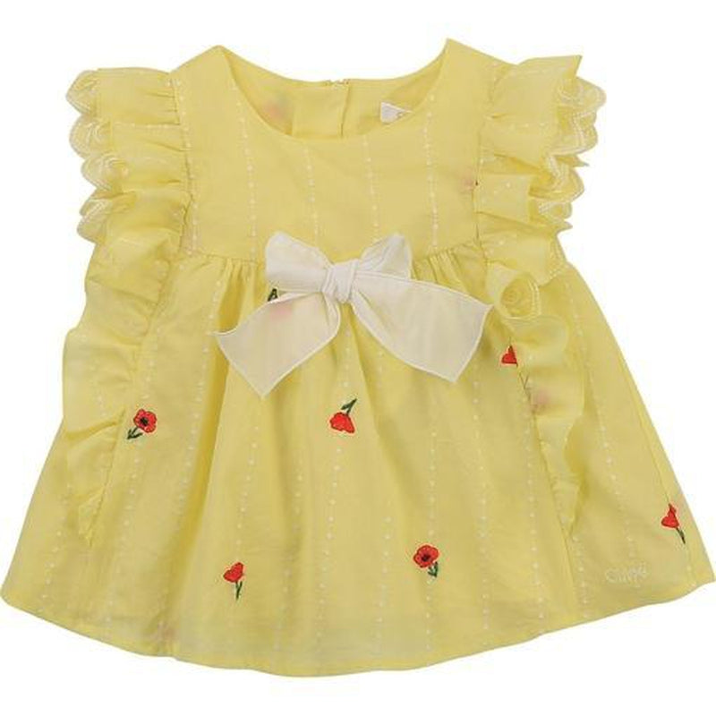 Chloe Girls Yellow Poppy Frill Blouse