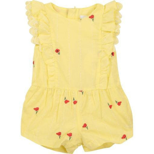 Girls Yellow Poppy Frill Playsuit