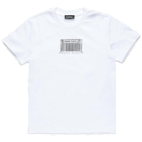 Boys White Barcode T-Shirt