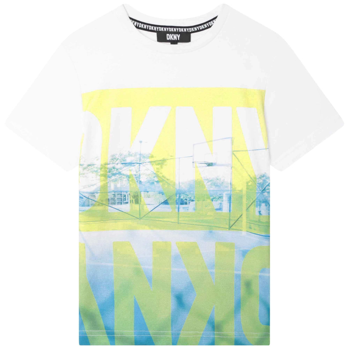 DKNY Boys White Cotton Logo T-Shirt