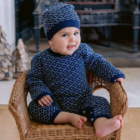 Emile Et Rose Baby Boys Navy Everett Knitted Babygrow Set