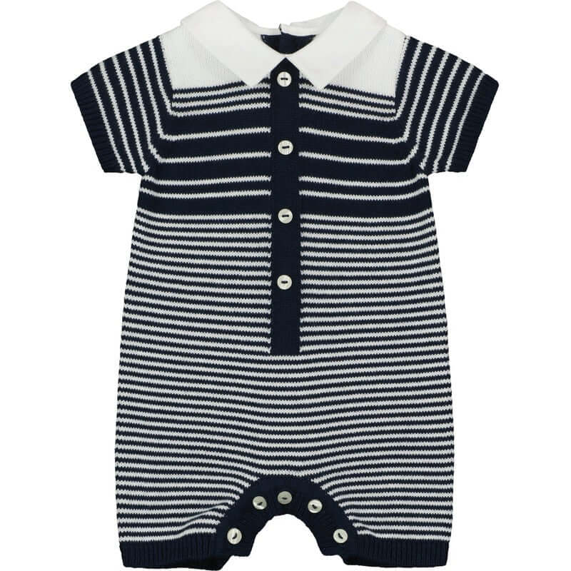 Emile Et Rose Boys Navy Striped Knitted Romper