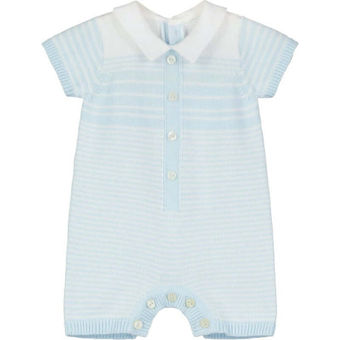 Emile Et Rose Boys Pale Blue Striped Knitted Romper