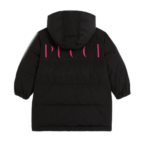 Emilio Pucci Girls Black Down Logo Coat