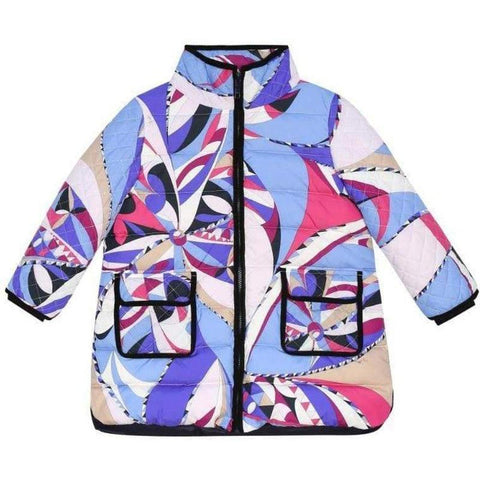 Emilio Pucci Girls Blue & Pink Puffer Jacket