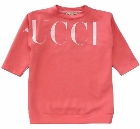 Emilio Pucci Girls Pink Logo Sweatshirt Dress