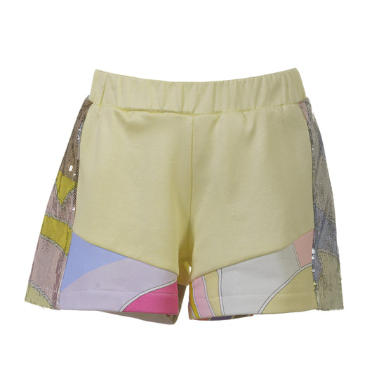 Girls Yellow Multi Sequinned Shorts